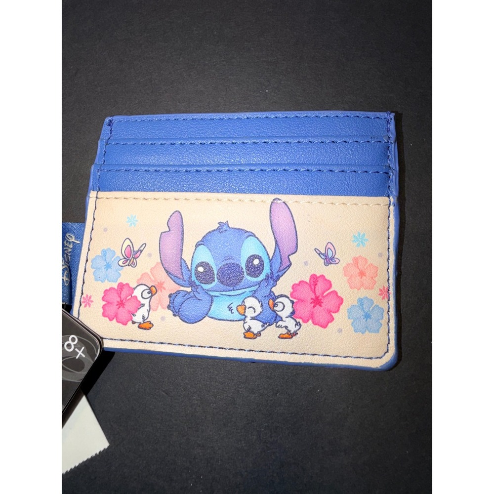 Loungefly Disney Lilo & Stitch Ducklings Card Holder Blue Faux Leather New